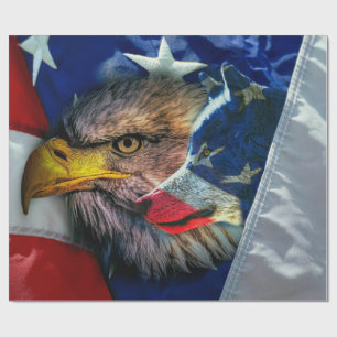 Papel De Regalo Bandera estadounidense del lobo del águila cald