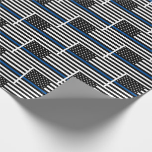 Papel De Regalo Bandera estadounidense delgada de la línea azul de