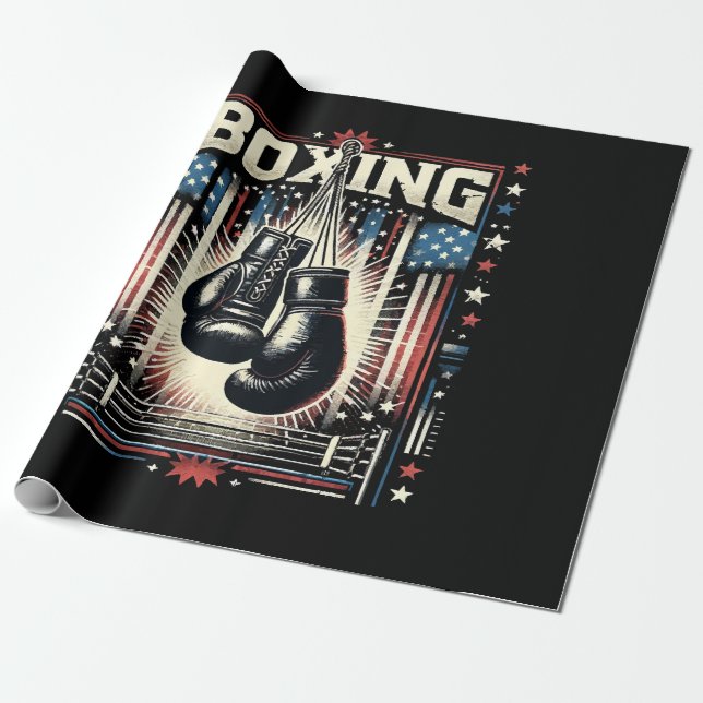 Papel De Regalo Bandera estadounidense en problemas de boxeo - Box (Desenrollado)