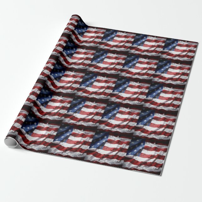Papel De Regalo Bandera estadounidense enmarañada. (Desenrollado)