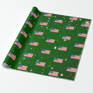 Papel De Regalo Bandera estadounidense Estados Unidos Navidades pa