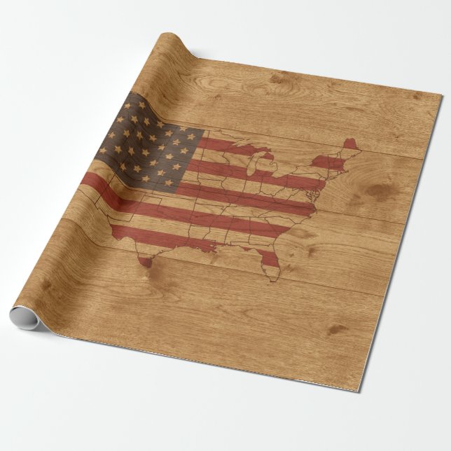 Papel De Regalo Bandera estadounidense forma a Estados Unidos por  (Desenrollado)