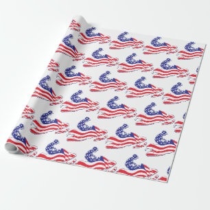Papel De Regalo Bandera estadounidense Snowmobile