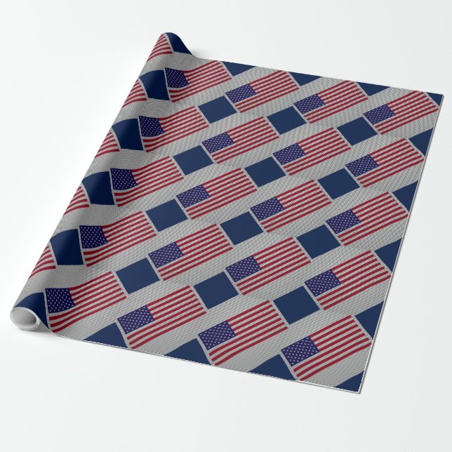Papel De Regalo Bandera estadounidense sobre la fibra de carbono c (Desenrollado)