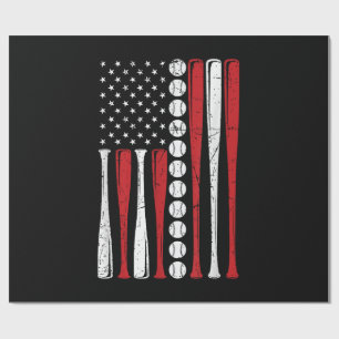 Papel De Regalo Bandera estadounidense vintage de béisbol 4 de jul