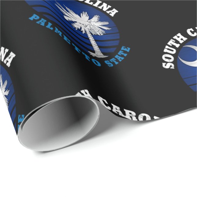 PAPEL DE REGALO BANDERA ESTATAL DE CAROLINA PALMETTO DEL SUR (Esquina del rollo)