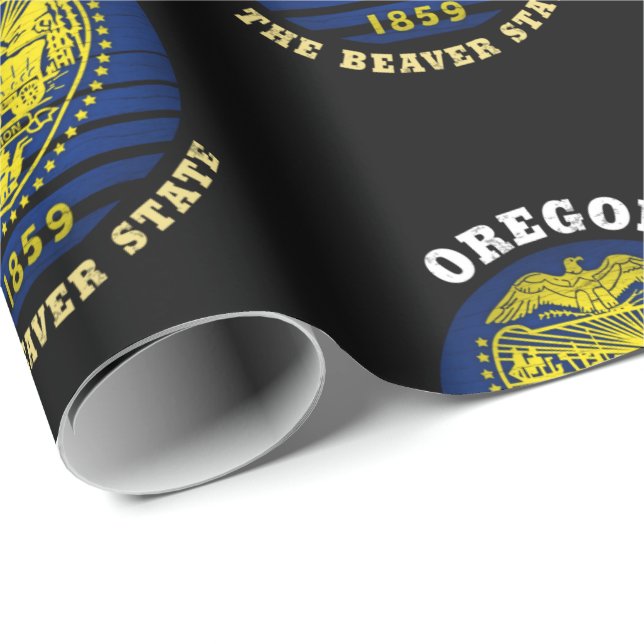 PAPEL DE REGALO BANDERA ESTATAL DE OREGON BEAVER (Esquina del rollo)