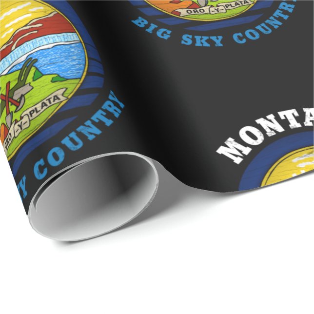 PAPEL DE REGALO BANDERA ESTATAL MONTANA BIG SKY (Esquina del rollo)