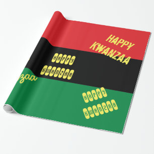 Papel De Regalo Bandera feliz del afroamericano de Kwanzaa RBG