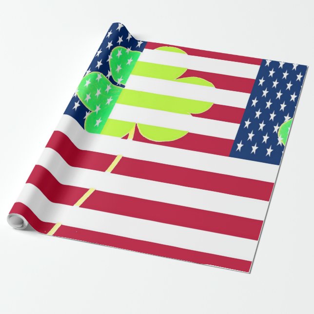 Papel De Regalo Bandera irlandesa norteamericana Shamrock Clover S (Desenrollado)