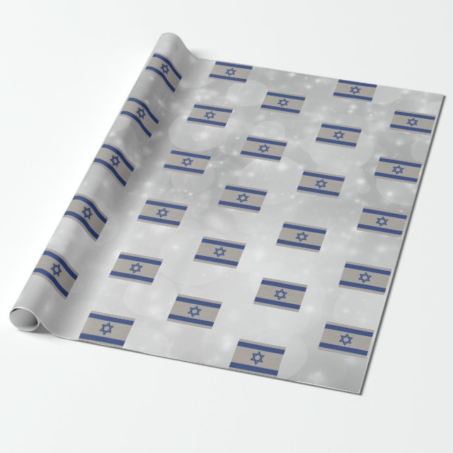 Papel De Regalo Bandera israelí de la plata azul de Sion (Desenrollado)