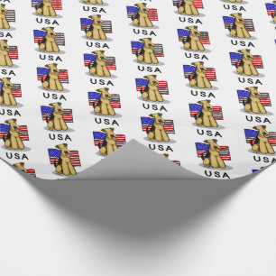 Papel De Regalo Bandera norteamericana de Estados Unidos Airedale 