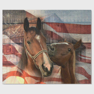 Papel De Regalo Bandera norteamericana de grano ruidoso de caballo