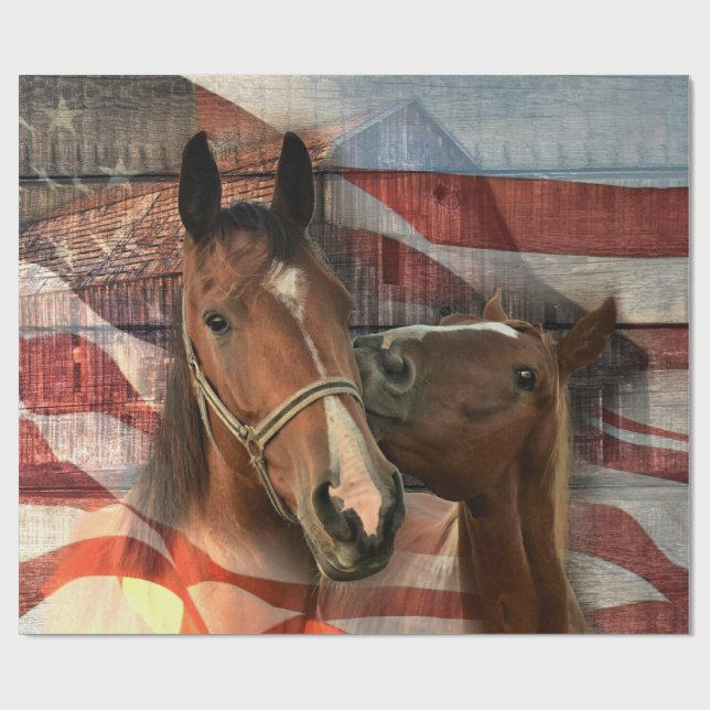 Papel De Regalo Bandera norteamericana de grano ruidoso de caballo (Superficie plana)