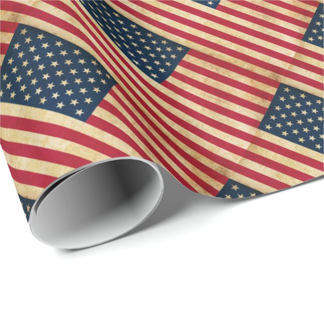 Papel De Regalo Bandera Patriótica Americana Original (Esquina del rollo)