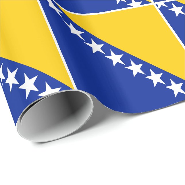 Papel De Regalo Bandera patriótica de Bosnia y Herzegovina (Esquina del rollo)
