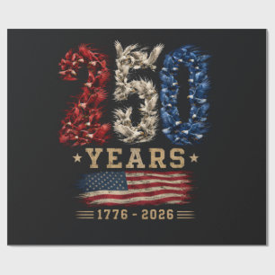 Papel De Regalo Bandera Patriótica del Águila Americana 250 Años