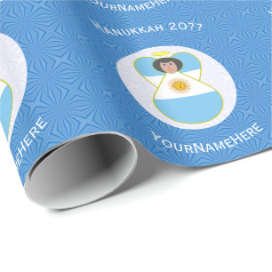 Papel De Regalo Bandera Personalizada de Hanukkah del Ángel Argent