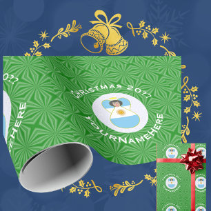 Papel De Regalo Bandera Personalizada del Ángel de Navidad Argenti