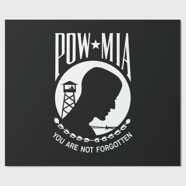 Papel De Regalo Bandera POW MIA: Soldados desaparecidos de la Guer (Superficie plana)
