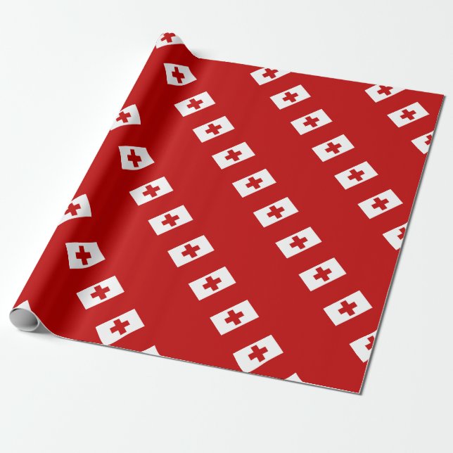Papel De Regalo Bandera Roja de la isla de Tonga (Desenrollado)