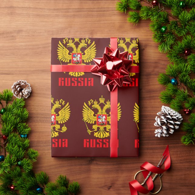 Papel De Regalo Bandera rusa águila imperial ortodoxa rusa (Regalo de vacaciones)