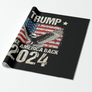 Papel De Regalo bandera Trump 2024 recuperar América hombres mujer