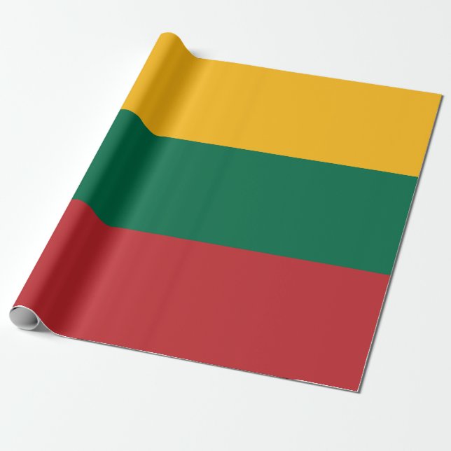 Papel De Regalo Bandera verde y roja amarilla de Lituania (Desenrollado)