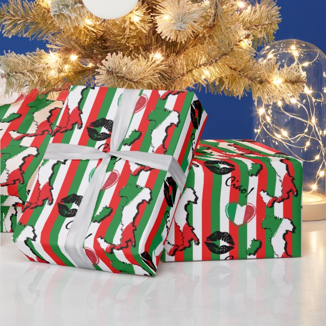 Papel De Regalo Bandera y formas italianas de Ciao (Vacaciones)