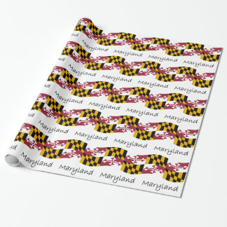 Papel De Regalo Bandera y nombre de Maryland que agita