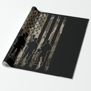 Papel De Regalo Bandera y soldados norteamericanos de Camo Bottoml