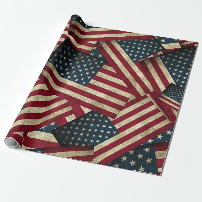 Papel De Regalo Banderas americanas con problemas (Desenrollado)