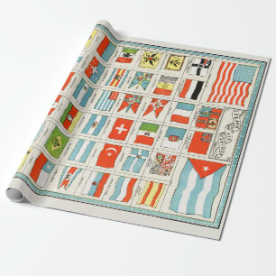 Papel De Regalo Banderas Antiguas de Todas las Naciones Póster Edu