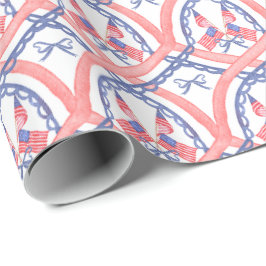 Papel De Regalo Banderas de acuarela rojas, blancas y azules del 4