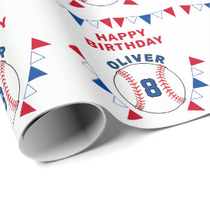 Papel De Regalo Banderas de bateo de pelota de béisbol Cumpleaños 