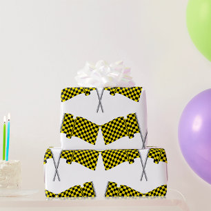 Papel De Regalo Banderas de carreras amarillas y negras