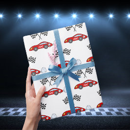 Papel De Regalo Banderas de comprobación de un coche de carrera re
