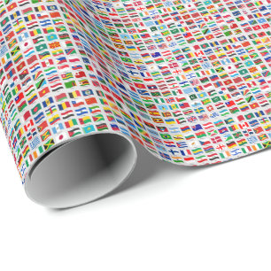 Papel De Regalo Banderas del Mundo Diseño de Viaje