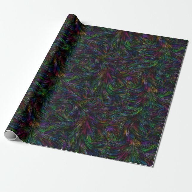 Papel De Regalo Bañera de plumas de arcoiris oscuro (Desenrollado)