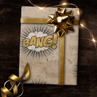 Papel De Regalo ¡BANG! Historieta vintage libro Steampunk Pop Art