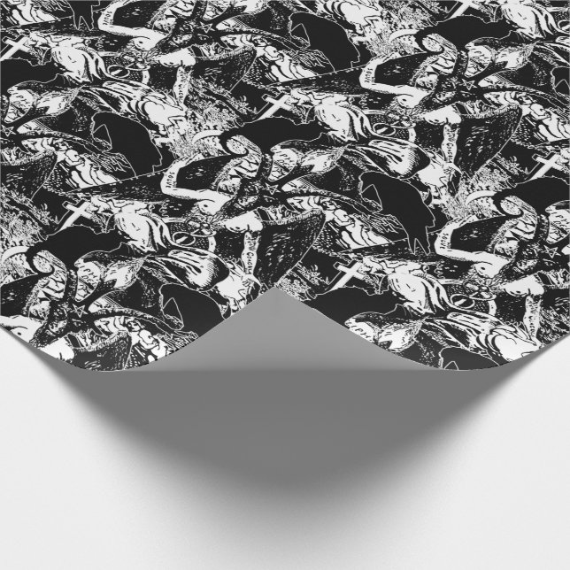 Papel De Regalo Baphomet Ravens y Gatos Góticos (Esquina)