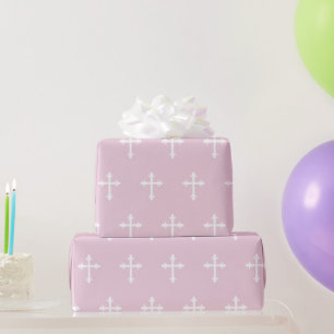Papel De Regalo Baptism Christening Cross Confirmation Chica Pink