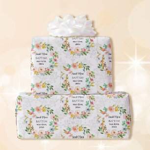 Papel De Regalo Baptismo Añadir nombre y fecha cruzada de la pared