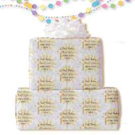 Papel De Regalo Baptismo Añadir nombre y fecha cruzada Dove blanco