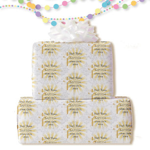 Papel De Regalo Baptismo Añadir nombre y fecha cruzada Dove blanco