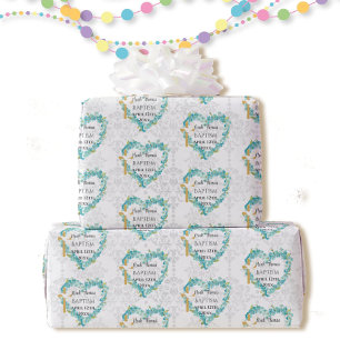 Papel De Regalo Baptismo Añadir nombre y fecha de la línea cruzada