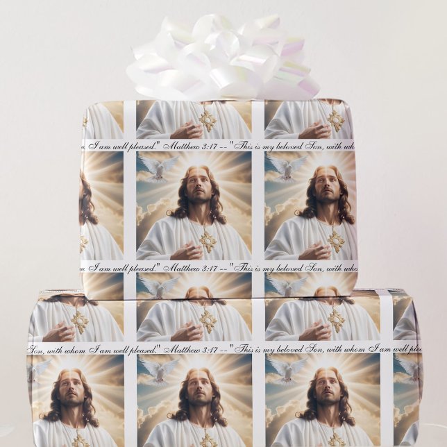 Papel De Regalo Baptismo Jesús Espíritu Santo Dove Mateo 3:17 Text (Subido por el creador)