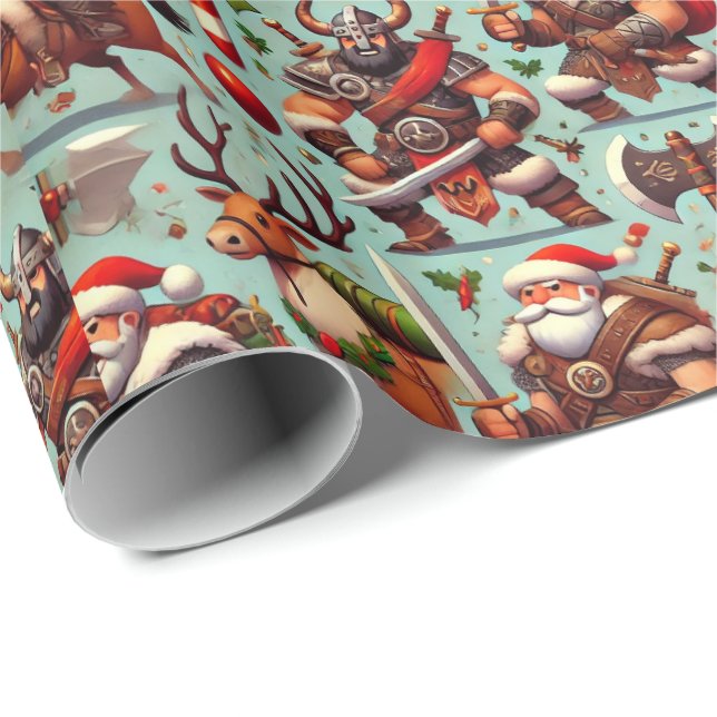 Papel De Regalo Barbarian-Themed Christmas Wrapping Paper (Esquina del rollo)