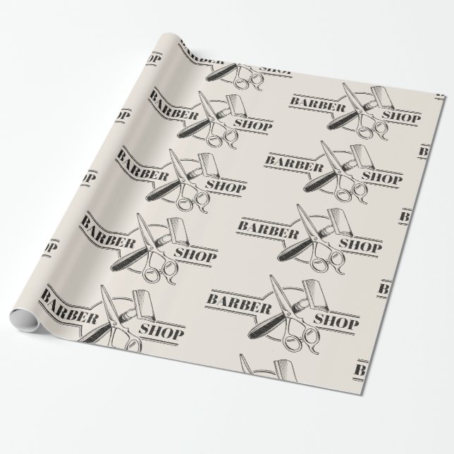 Papel De Regalo Barbería con aspecto de cuero (Desenrollado)