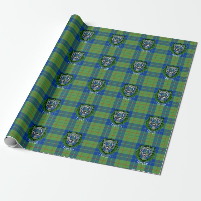 Papel De Regalo Barclay Scottish Clan Tartan & Crest (Desenrollado)